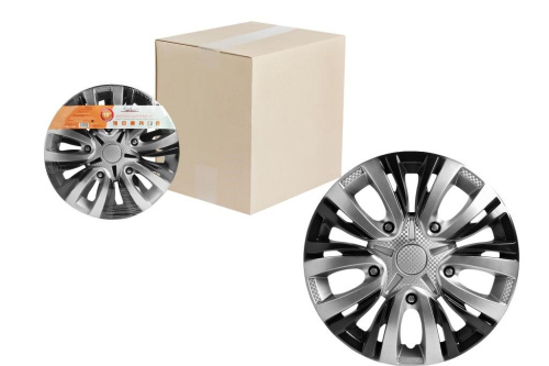 Колпаки колесные 13   Лион Т   карбон, серебристо-черный цвет AIRLINE комплект 2 штуки (2) Арт. AWCC-13-05