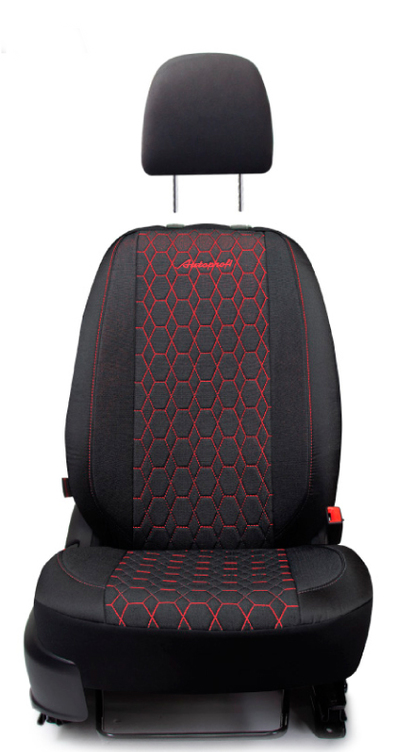 Авточехлы VERONA, материал лён мелкого плетения с контрастной прострочкой, VER-1505 BK RD (5) Арт. VER-1505BK RD