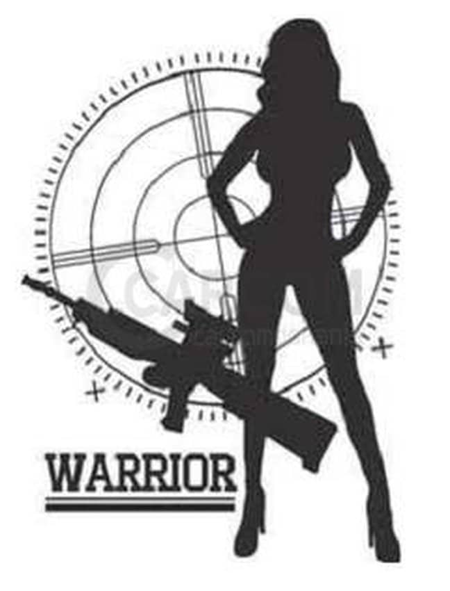 Наклейка  Девушка-тату  с автоматами (35-50см) двухсторон. черный №10 к-т. Арт. 16292