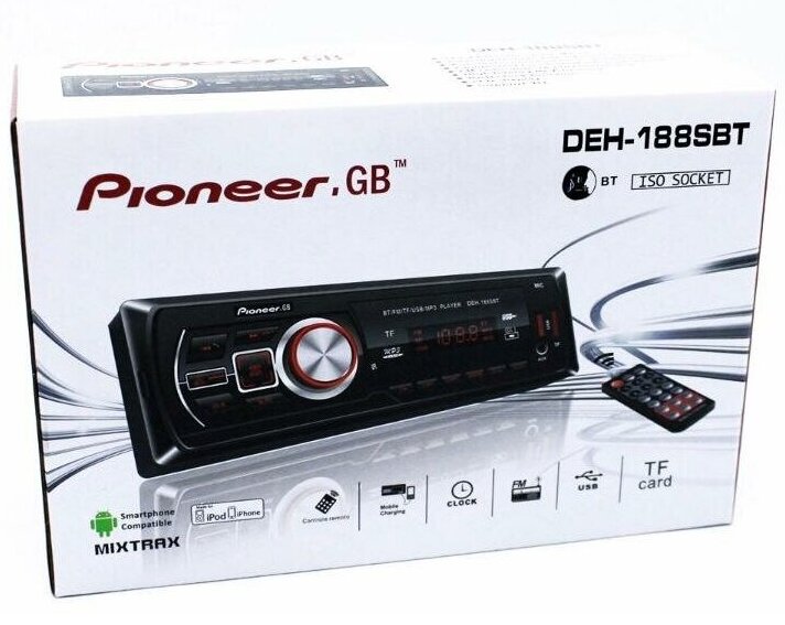 Автомагнитола 1din  с блютузом (2) Арт. DEH-188SBT