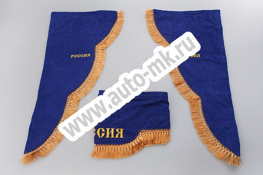 Ламбрекен лобового стекла с углом РОССИЯ синий (1) Арт. 7688