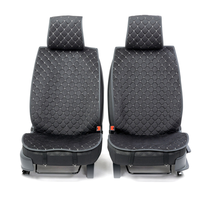Накидки на передние сиденья  Car Performance , 2 шт., алькантара CUS-1012 BK GY (2) Арт. CUS-1012BK GY