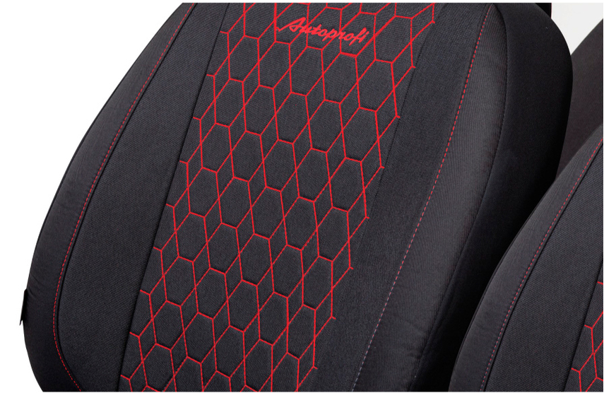 Авточехлы VERONA, материал лён мелкого плетения с контрастной прострочкой, VER-1505 BK RD (2) Арт. VER-1505BK RD