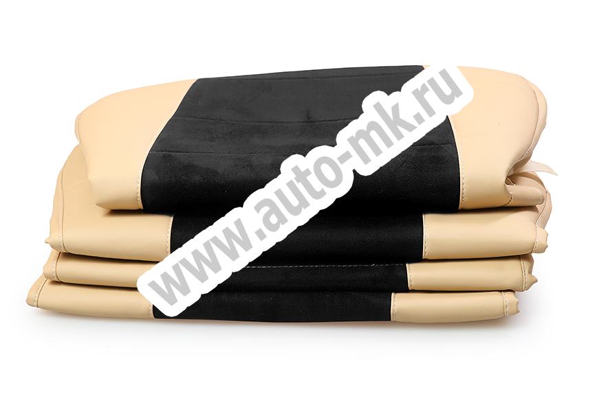 Чехлы эконом КАМАЗ NEO (К71)  бежевая кожа + черная антара 0770 (1) Арт. 21454