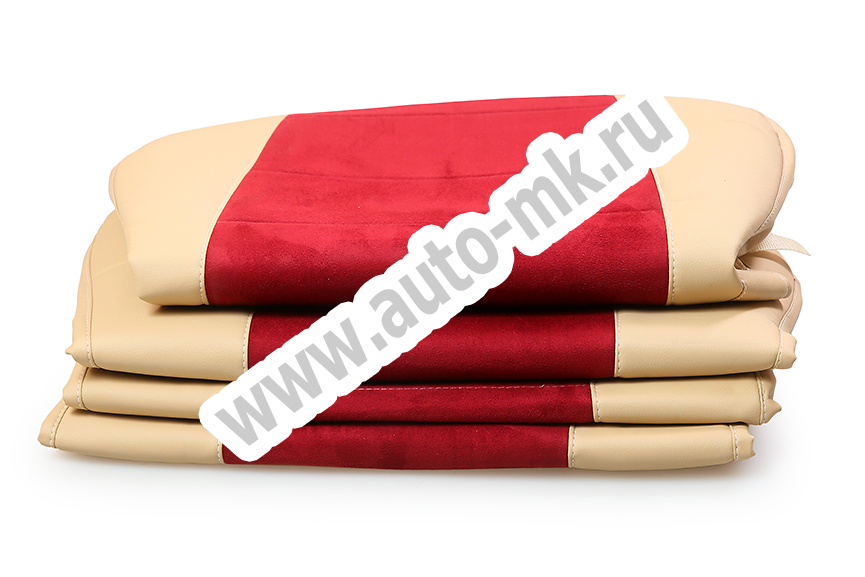 Чехлы эконом КАМАЗ NEO (К71)  бежевая кожа + красная антара 0768 (1) Арт. 21453