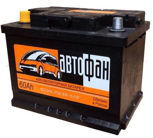Аккумулятор 60 Ач АКОМ Автофан L+ EN 470A п.п.(+,-) (2) Арт. 6CT-60.1