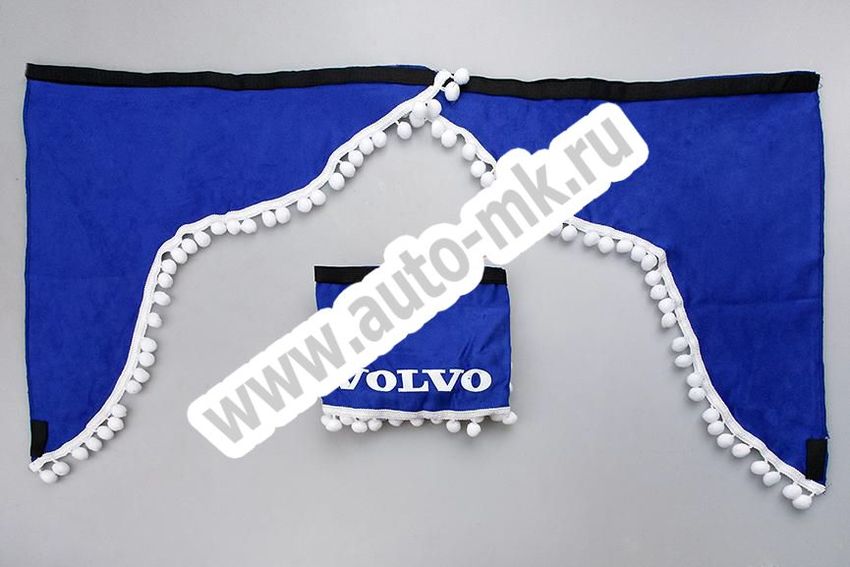 Ламбрекен лобового стекла с углом VOLVO (польская ткань) синий (1) Арт. 9510