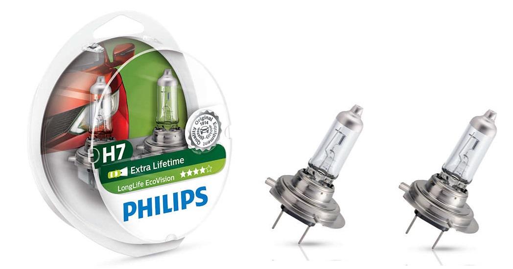 Автолампа 12V H7 55W PHILIPS Longerlife Eco Vision 2 шт. (1) Арт. 12972LLECOS2