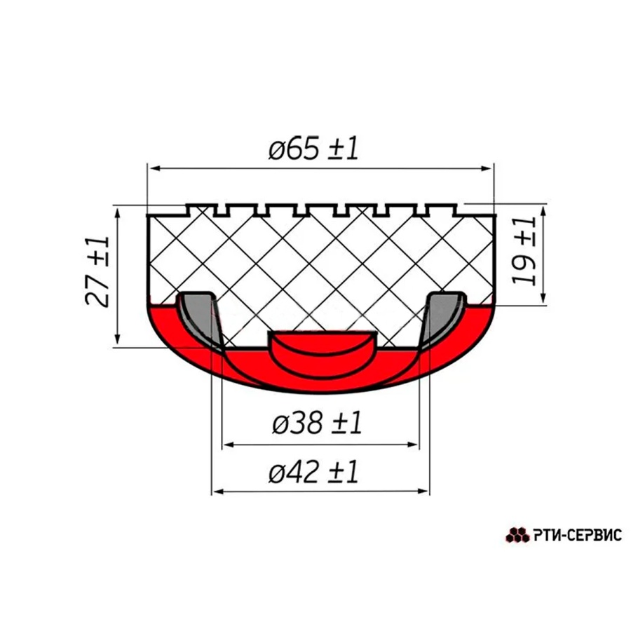 Опора резиновая для подкатного домкрата AVS RFJ-38 (D-65 38мм, H-27 мм) (2) Арт. A40255S