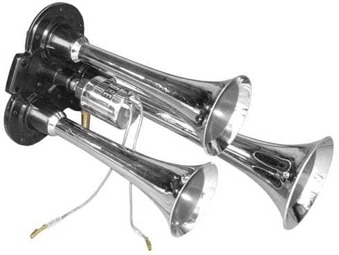 Сигнал звуковой воздушный Y-301 3-х рожковый хром 24V со встроенным электроклапаном (2) Арт. 85