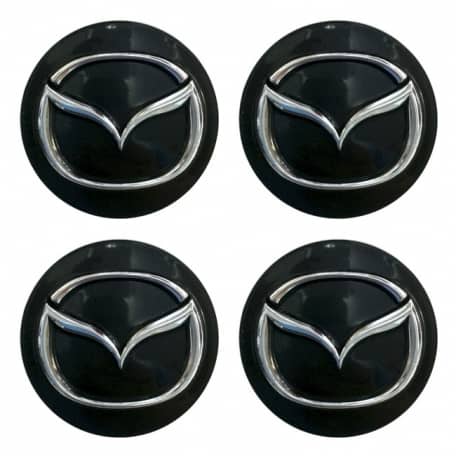 Наклейки на колпаки, диски объемные хромс логотипом Mazda 60 мм.