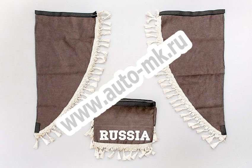 Ламбрекен лобового стекла с углом РОССИЯ (польская ткань) серый (1) Арт. 10823