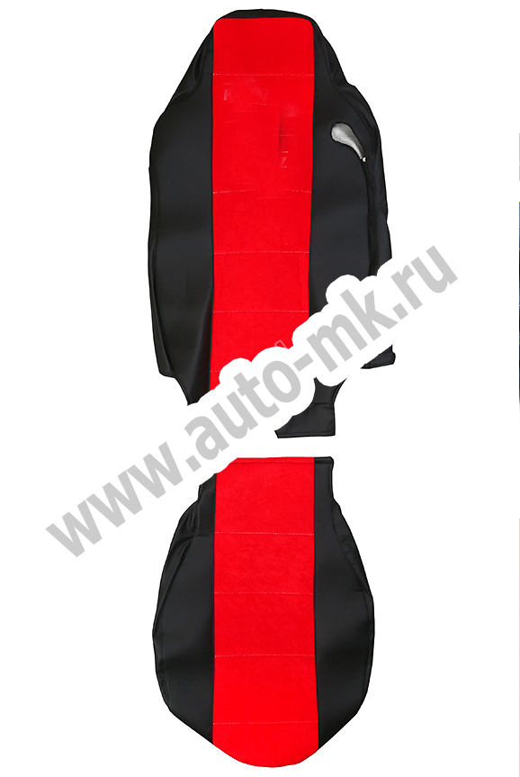 Чехлы эконом КАМАЗ NEO (К71)  черная кожа + красная антара 0772 (1) Арт. 23162