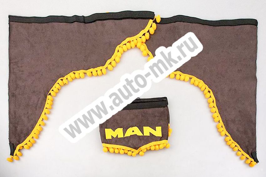 Ламбрекен лобового стекла с углом MAN (польская ткань) серый (1) Арт. 10810