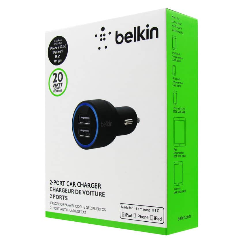Переходник адаптер в прикуриватель для USB (2 выхода usb) белкин (1) Арт. Belkin
