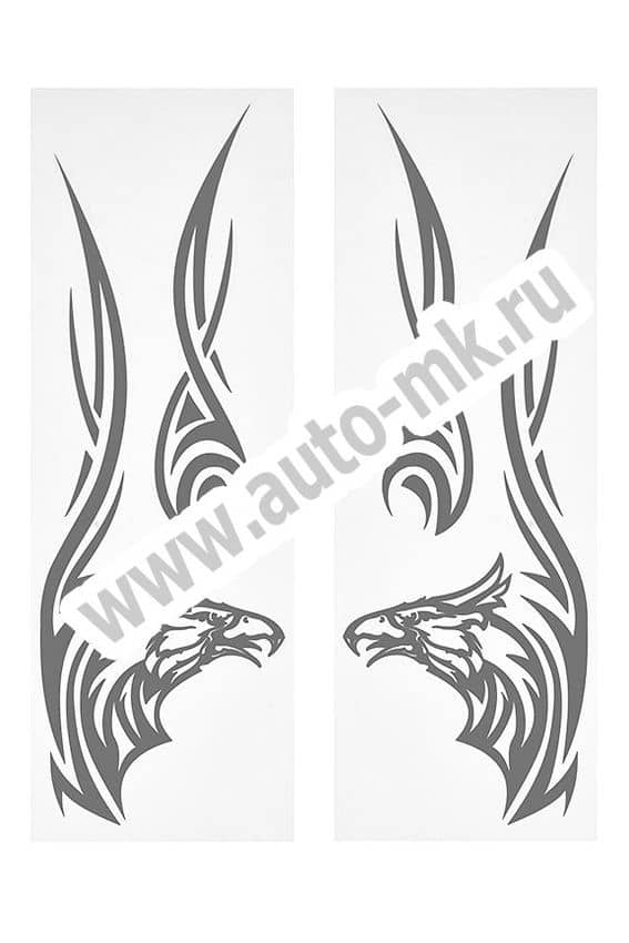 Наклейка уголок  Голова орла  нар внутр 42 30 серебро к-т. Арт. 14302