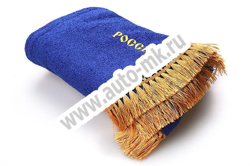 Ламбрекен лобового стекла с углом РОССИЯ синий (2) Арт. 7688