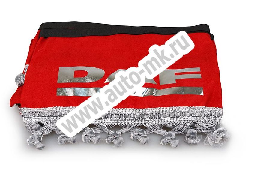 Ламбрекен лобового стекла с углом DAF (польская ткань) красный (2) Арт. 10785