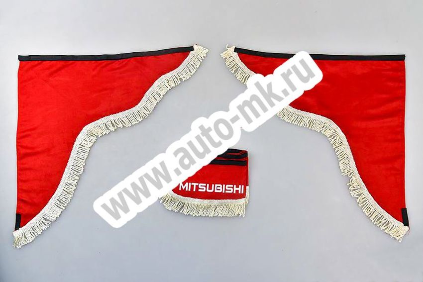 Ламбрекен лобового стекла с углом MITSUBISHI (польская ткань) красный (1) Арт. 13488