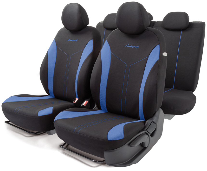 Авточехлы FLEX, материал износостойкий полиэстер, вставки из хлопка, FLX-1102 BK BL (3) Арт. FLX-1102BK BL