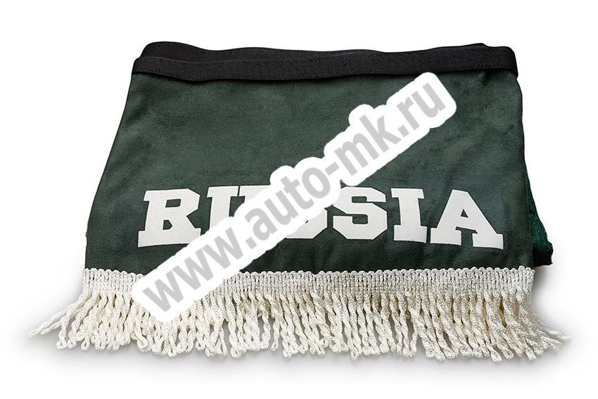 Ламбрекен лобового стекла с углом РОССИЯ (польская ткань) зеленый (2) Арт. 10808