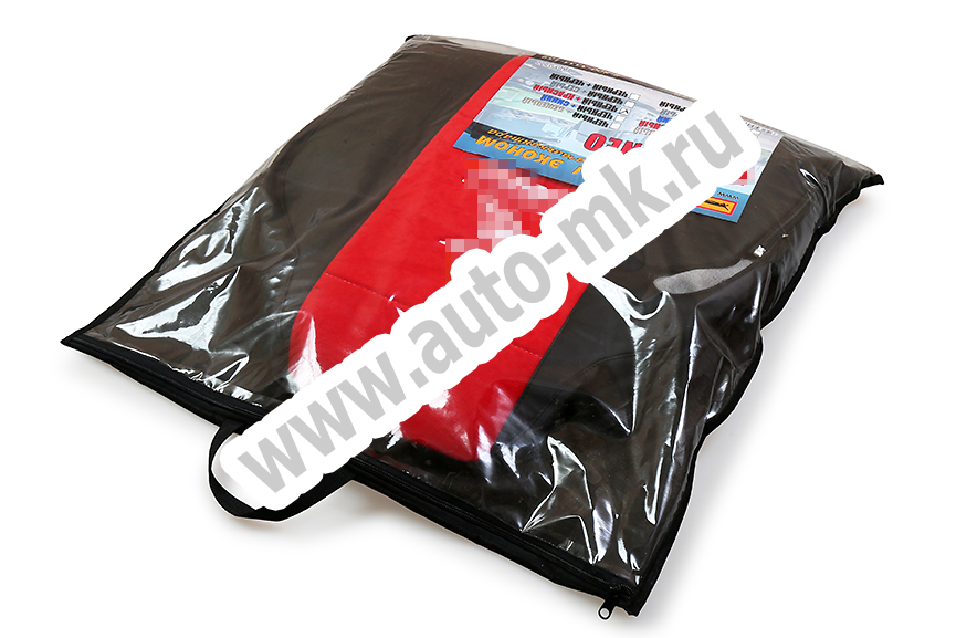 Чехлы эконом КАМАЗ NEO (К71)  черная кожа + красная антара 0772 (2) Арт. 23162