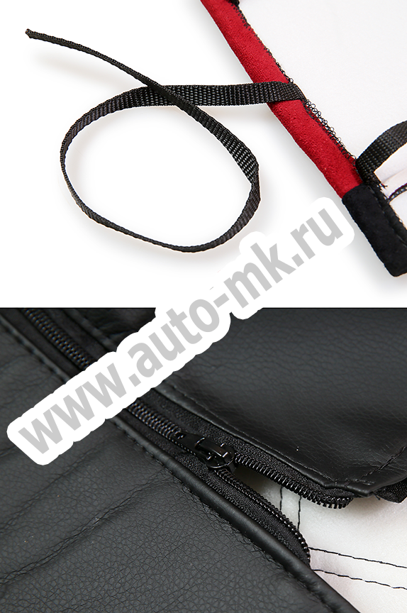 Чехлы эконом КАМАЗ NEO (К71)  черная антара + красная антара 65899 (5) Арт. 21455