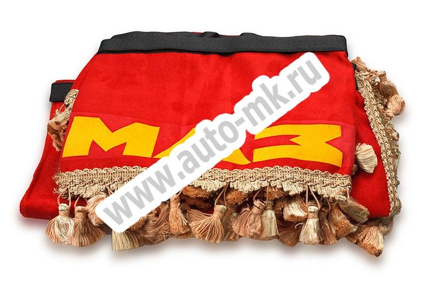 Ламбрекен лобового стекла с углом МАЗ (польская ткань) красный (2) Арт. 10805