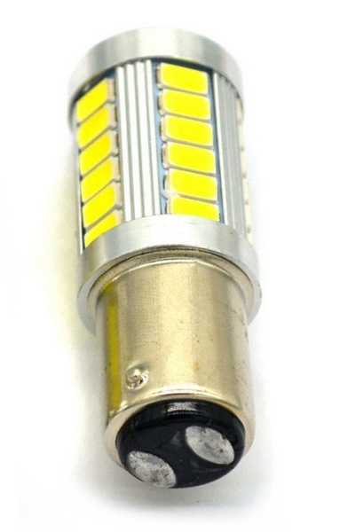 Автолампа 12V алюминевая 33SMD линза белая 2-х контактная (1) Арт. 330081