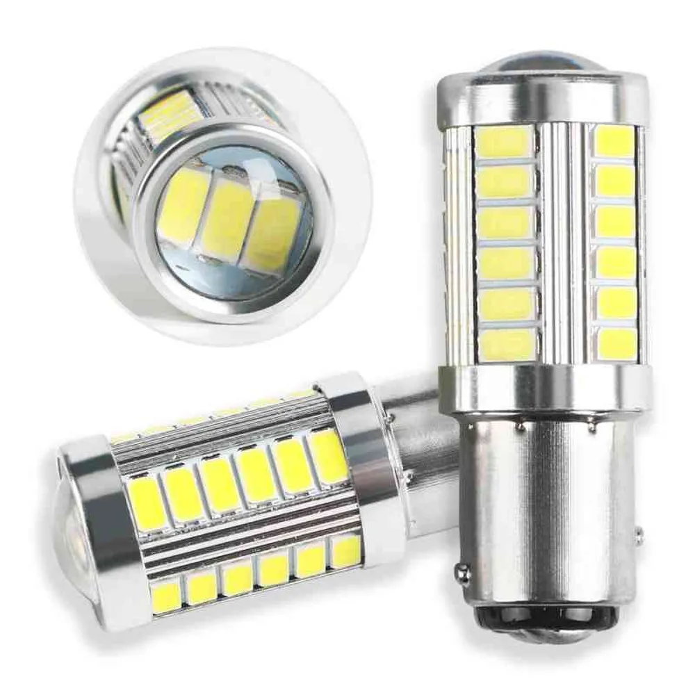 Автолампа 12V алюминевая 33SMD линза белая 2-х контактная (2) Арт. 330081