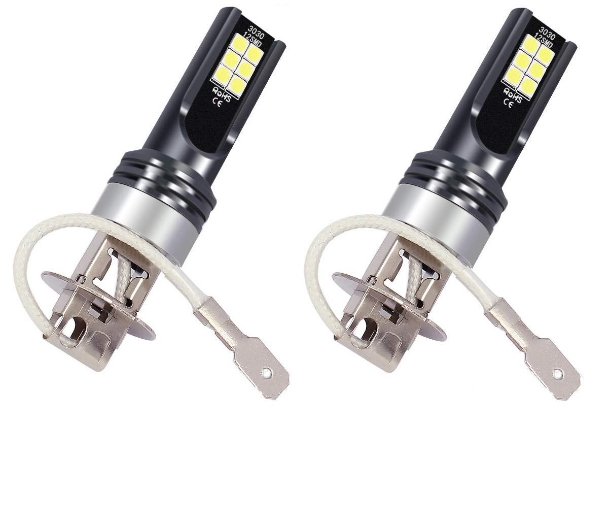 Автолампа H3 светодиодная 12-V 12SMD 3030 NONPOLAR  Пара (2 шт.) (1) Арт. V0285