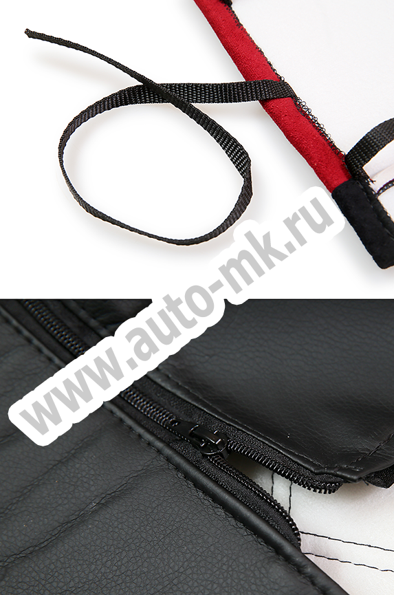 Чехлы эконом КАМАЗ К5 (К73)  черные с красным  (5) Арт. 21450