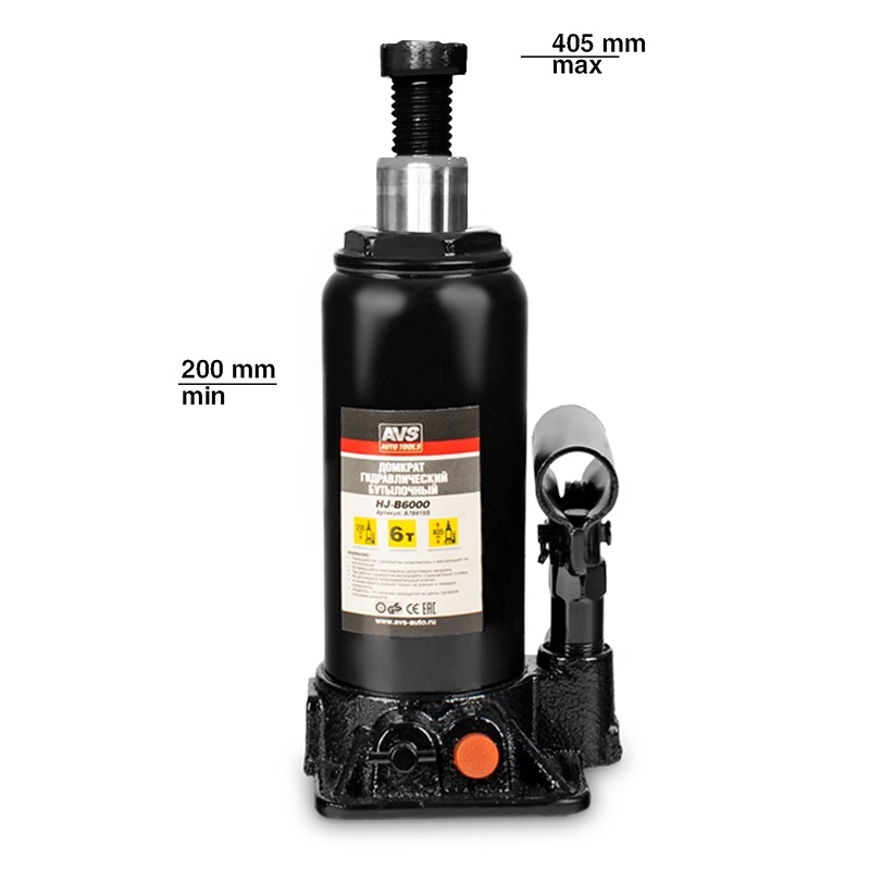 Домкрат гидравлический AVS HJ-B6000, 6т, 200-405мм. (2) Арт. A78415S