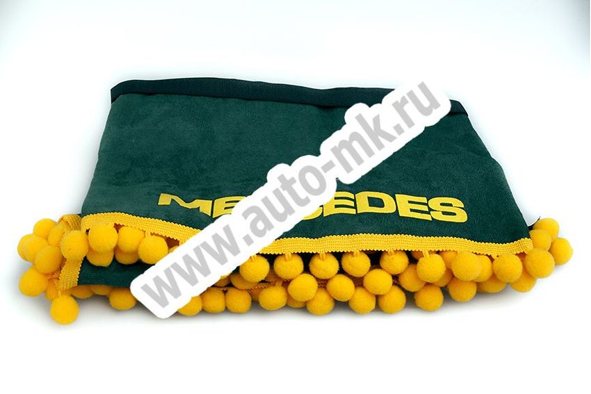 Ламбрекен лобового стекла с углом Mercedes (польская ткань) зеленый (2) Арт. 10794