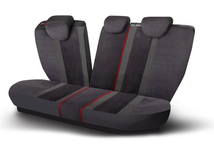 Авточехлы ALCANTARA, материал алькантара с контрастной прострочкой ALC-1505 BK GY (4) Арт. ALC-1505BK GY