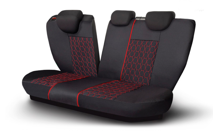 Авточехлы VERONA, материал лён мелкого плетения с контрастной прострочкой, VER-1505 BK RD (4) Арт. VER-1505BK RD