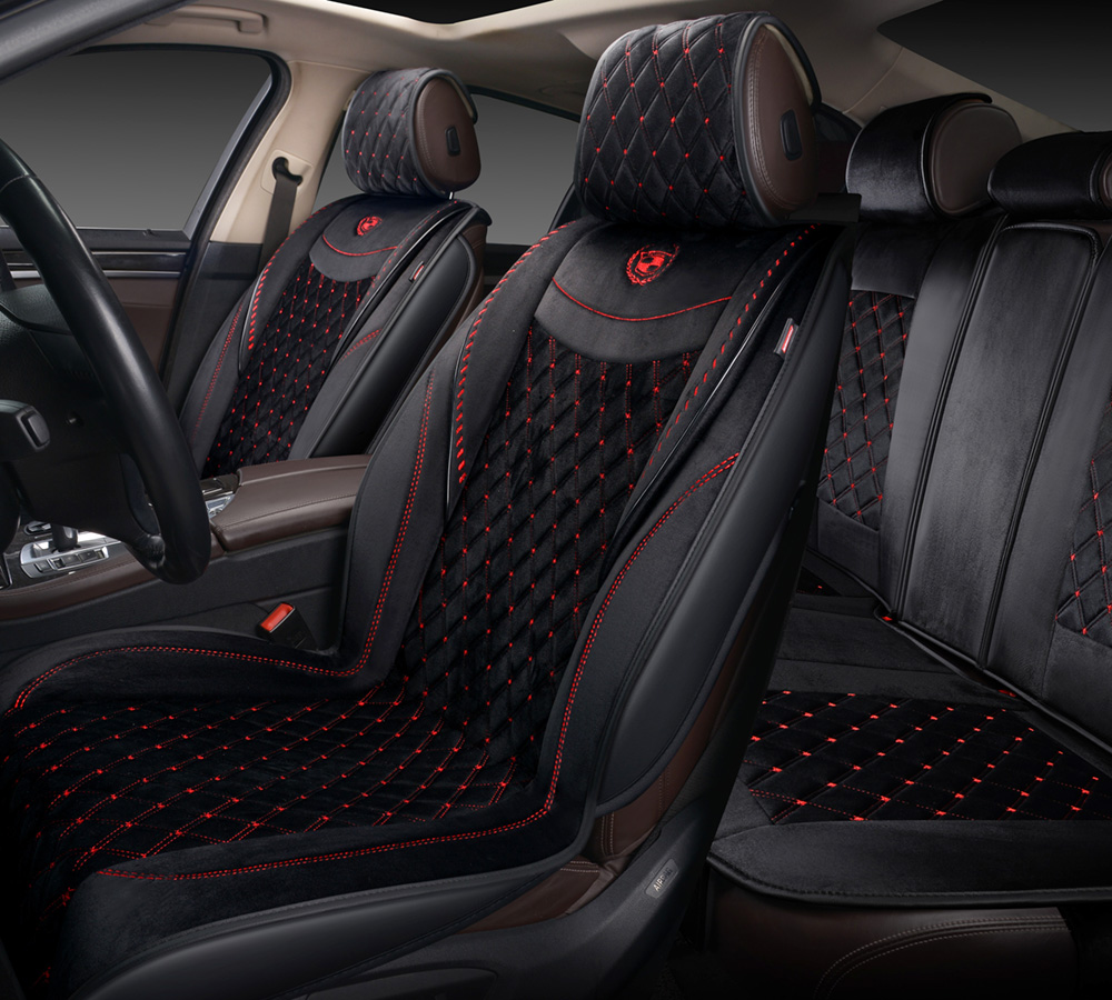 Накидки на 2 пер.сидения авто универсал. AUTOPREMIER BRILLIANT,к-т черный с красной строч (1) Арт. BRL120черный красный