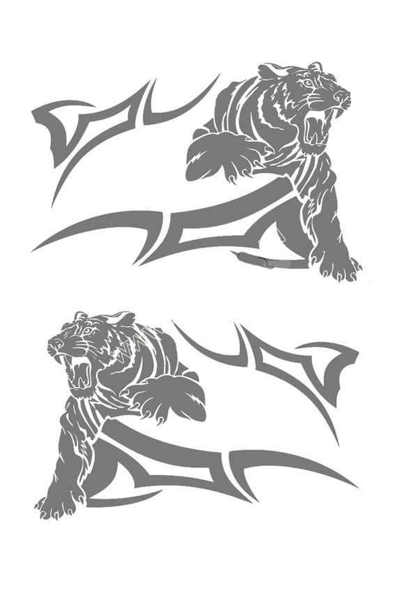 Наклейка уголок  Тигр  нар внутр 35 45 серебро к-т. Арт. 14325
