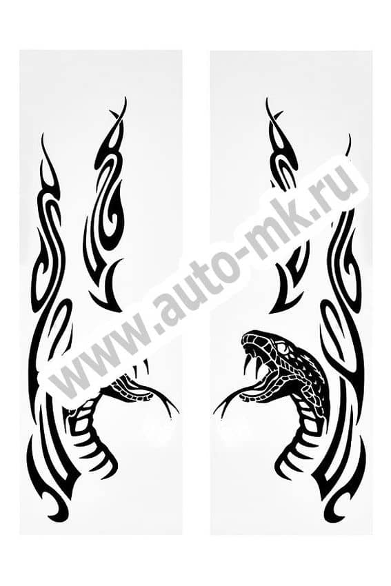 Наклейка уголок  Змея  нар внутр 39 32 черный к-т. Арт. 14313