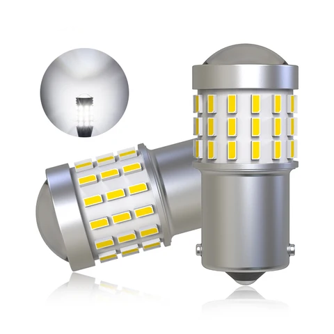 Автолампа светодиодная 69SMD 12-24V P21W6000K 12-24V 1 контактная линза желтая Арт. 37589