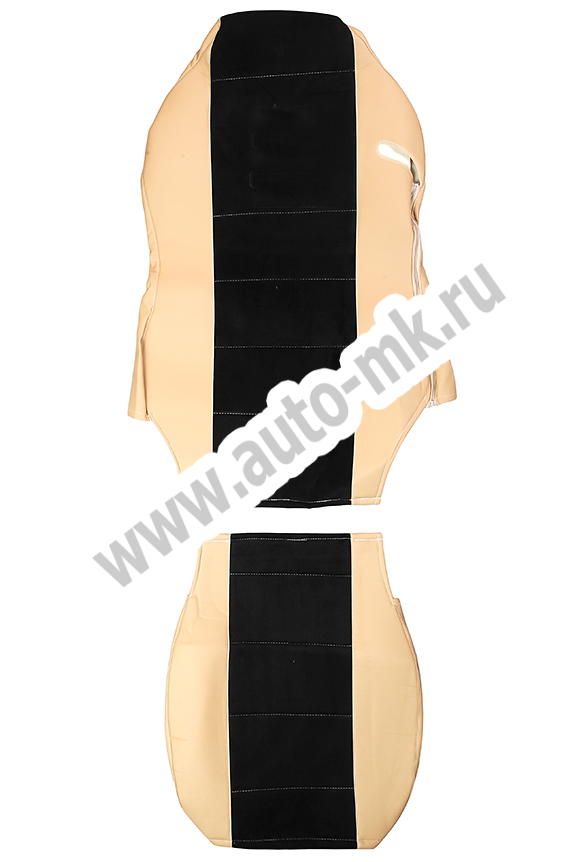 Чехлы эконом КАМАЗ NEO (К71)  бежевая кожа + черная антара 0770 (2) Арт. 21454