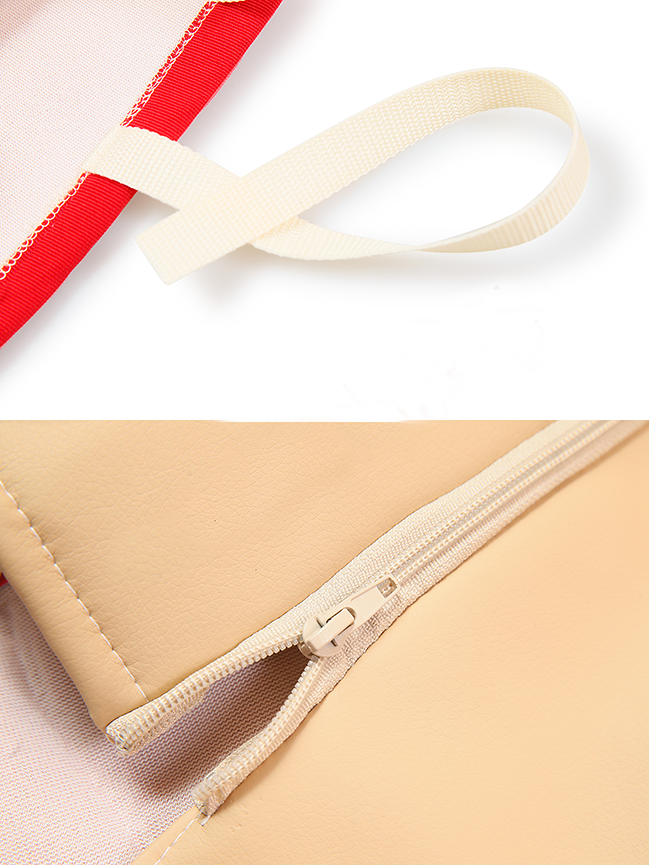 Чехлы эконом КАМАЗ NEO (К71)  бежевая кожа + красная антара 0768 (5) Арт. 21453