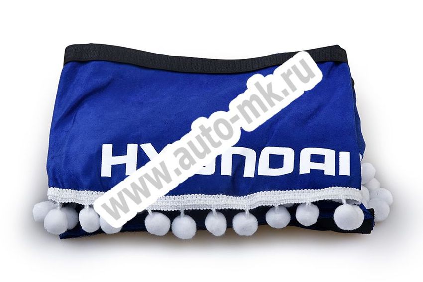 Ламбрекен лобового стекла с углом HYUNDAI (польская ткань) синий (2) Арт. 13481