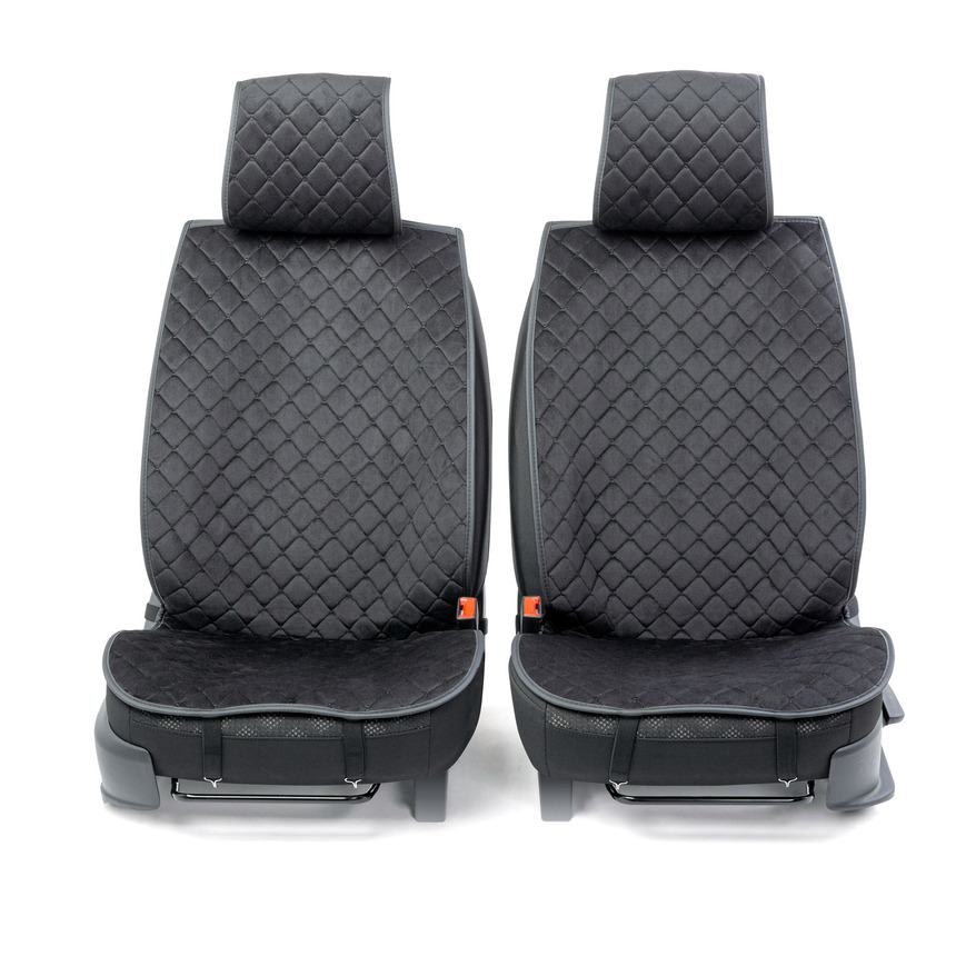 Накидки на передние сиденья Car Performance, 2 шт. материал алькантара, контрастная прострочка ромб, (2) Арт. CUS-1012BK BK