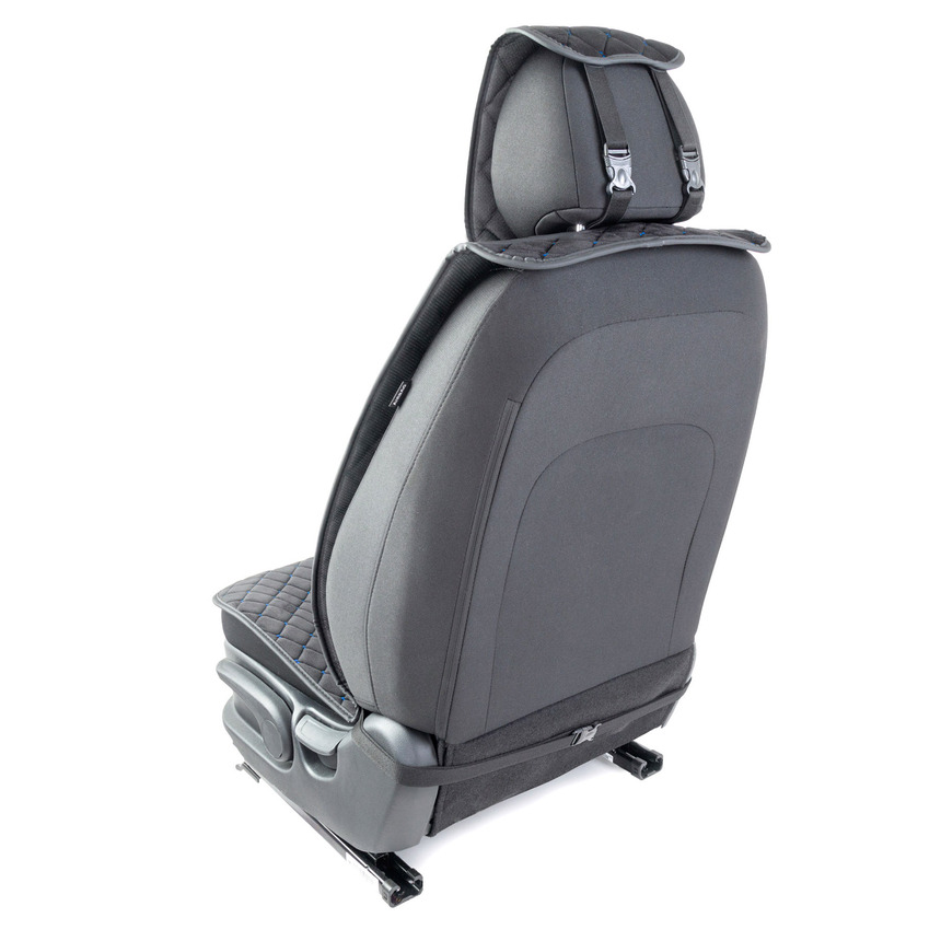 Накидки на передние сиденья  Car Performance , 2 шт., алькантара CUS-1012 BK BL (5) Арт. CUS-1012BK BL