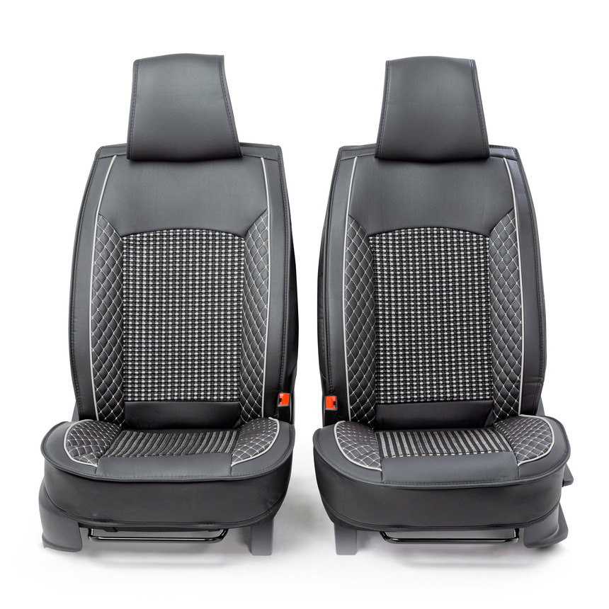 Каркасные накидки на передние сиденья  Car Performance , 2 шт., экокожа CUS-2102 BK GY (2) Арт. CUS-2102BK GY