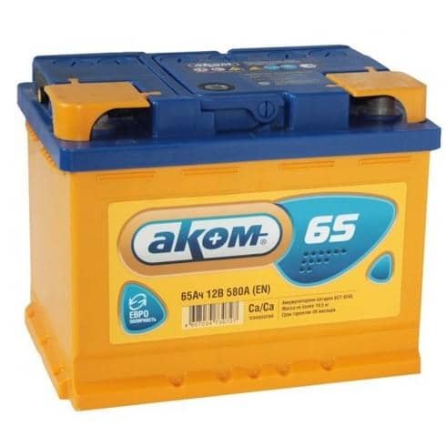 Аккумулятор АКОМ 65 А ч обратная R+ 242x175x190 EN600 А (2) Арт. 6CT-65.0LA