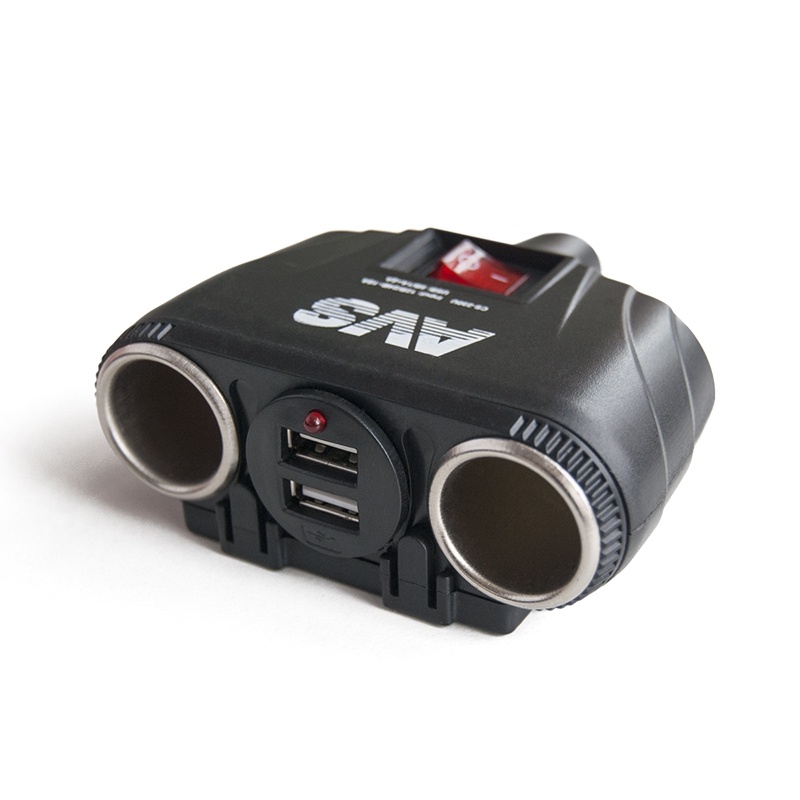 Разветвитель прикуривателя AVS 12 24 (на 2 выхода+2USB) CS230U (3) Арт. A80922S