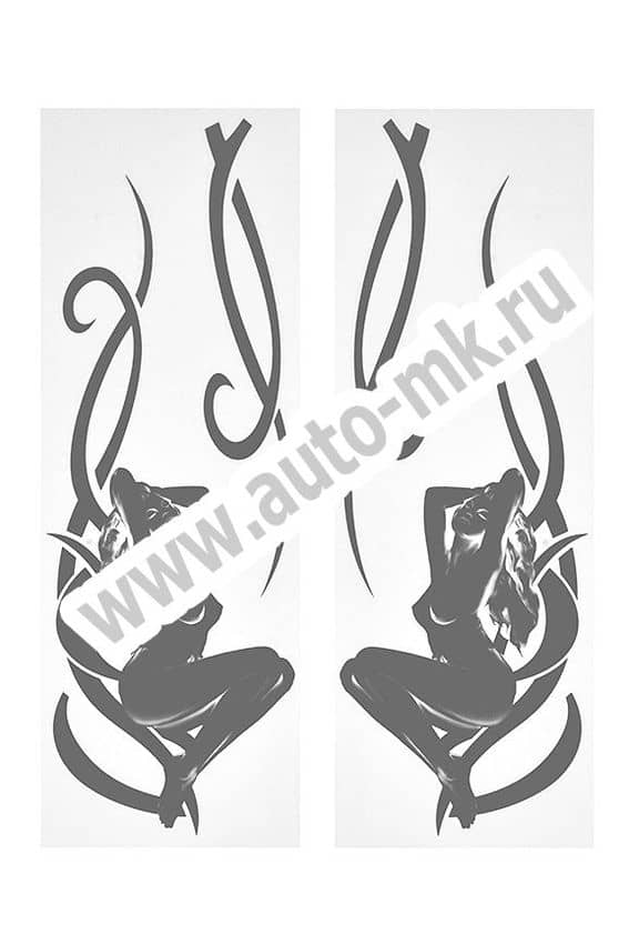 Наклейка уголок  Девушка №1  нар внутр 50 50 серебро к-т. Арт. 14304