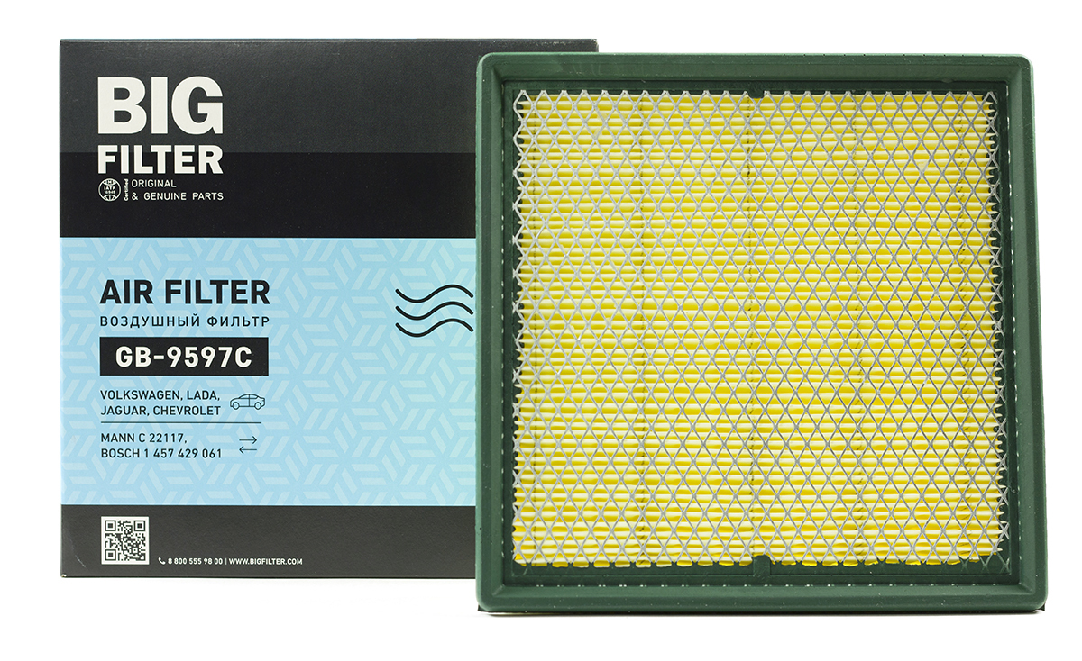 Фильтр воздушный (элемент) ВАЗ 2108-15 инжектор BIG FILTER (2) Арт. GB-9597C
